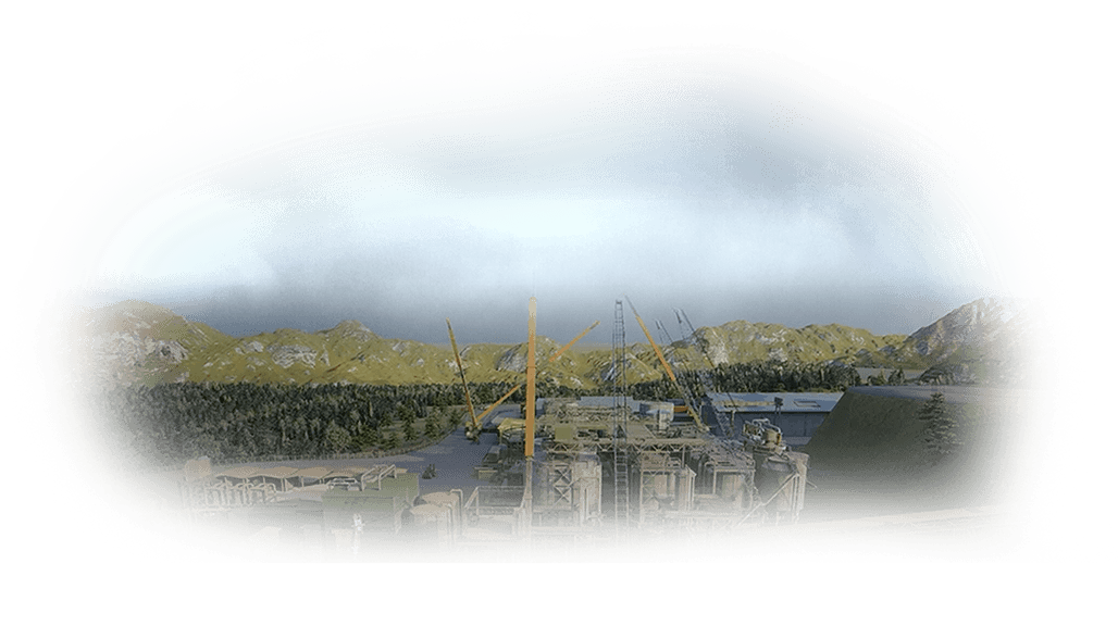 Gambar pembangunan jembatan dan jalan di tepi sungai